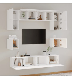 Ensemble de meubles TV 8 pcs Blanc Bois d'ingénierie