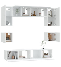 Ensemble de meubles TV 8 pcs Blanc Bois d'ingénierie