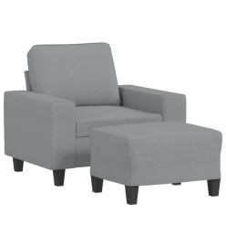 Fauteuil avec repose-pied Gris clair 60 cm Tissu