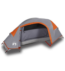 Tente de camping à dôme 1 personne gris et orange imperméable