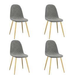 Chaises à manger lot de 4 gris clair velours