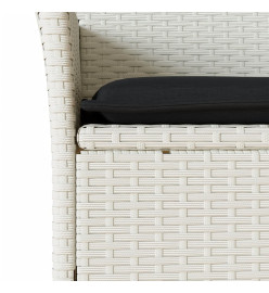 Ensemble à manger de jardin et coussins 7 pcs blanc rotin verre