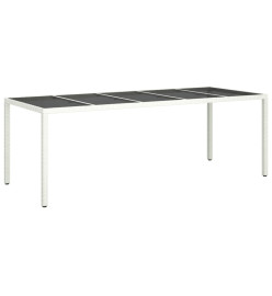 Ensemble à manger de jardin et coussins 9 pcs blanc rotin verre