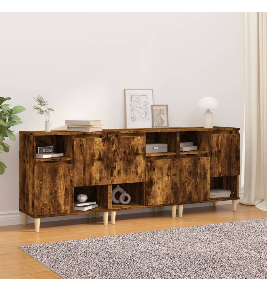 Buffets 3 pcs chêne fumé 60x35x70 cm bois d'ingénierie