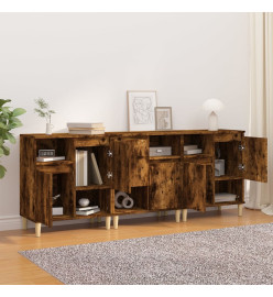 Buffets 3 pcs chêne fumé 60x35x70 cm bois d'ingénierie