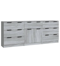 Buffets 3 pcs Sonoma gris Bois d'ingénierie