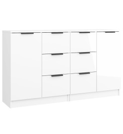 Buffets 2 pcs Blanc brillant 60x30x70 cm Bois d'ingénierie