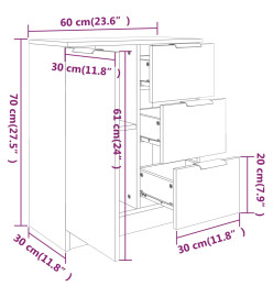 Buffets 2 pcs Blanc brillant 60x30x70 cm Bois d'ingénierie