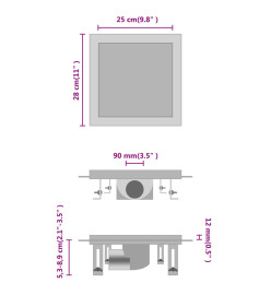 Drain de douche avec couvercle 2 en 1 28x28 cm Acier inoxydable