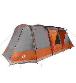 Tente de camping tunnel 4 personnes gris et orange imperméable