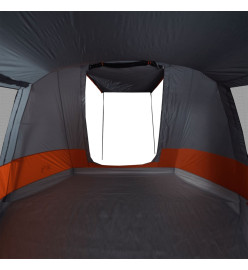 Tente de camping tunnel 4 personnes gris et orange imperméable