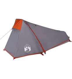 Tente de camping tunnel 1 personne gris et orange imperméable