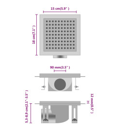 Drain de douche 18x18 cm Acier inoxydable