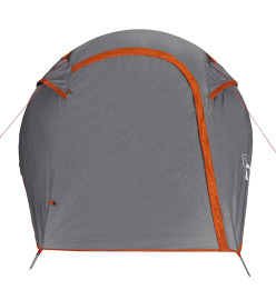 Tente de camping tunnel 3 personnes gris et orange imperméable