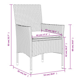 Ensemble à manger de jardin et coussins 5 pcs blanc rotin verre