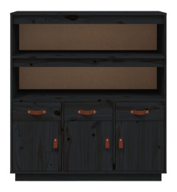 Buffet haut Noir 100x40x108,5 cm Bois massif de pin