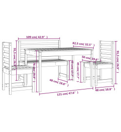 Ensemble à dîner de jardin 4 pcs bois massif Douglas