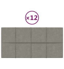 Panneaux muraux 12 pcs Gris clair 60x30 cm Velours 2,16 m²