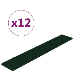 Panneaux muraux 12 pcs Vert foncé 90x15 cm Velours 1,62 m²