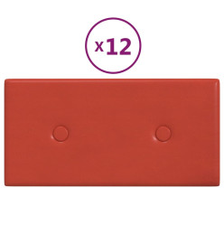 Panneaux muraux 12 pcs Rouge 30x15 cm Similicuir 0,54 m²