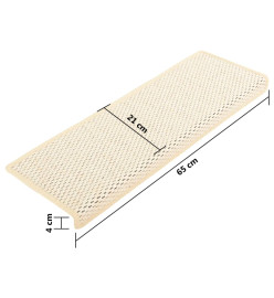 Tapis d'escalier autocollants 15 pcs 65x21x4 cm Crème