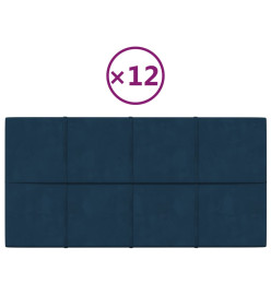 Panneaux muraux 12 pcs Bleu 60x30 cm Velours 2,16 m²