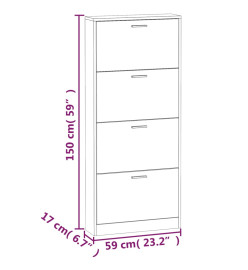 Armoire à chaussures Chêne marron 59x17x150cm Bois d'ingénierie