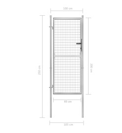 Porte de jardin Acier galvanisé 105x250 cm Argenté