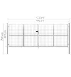 Porte de jardin Acier galvanisé 415x200 cm Argenté