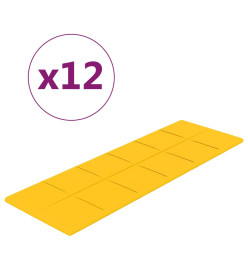 Panneaux muraux 12 pcs Jaune 90x30 cm Velours 3,24 m²