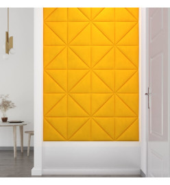 Panneaux muraux 12 pcs Jaune 30x30 cm Velours 0,54 m²