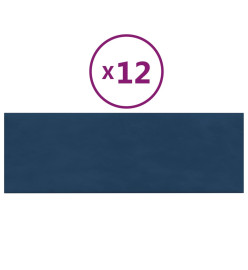 Panneaux muraux 12 pcs Bleu 90x30 cm Velours 3,24 m²