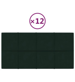 Panneaux muraux 12 pcs Vert foncé 60x30 cm Velours 2,16 m²