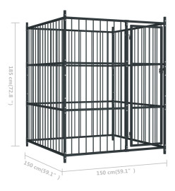 Chenil d'extérieur pour chiens 150 x 150 x 185 cm