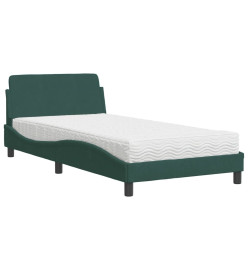 Lit avec matelas vert foncé 100x200 cm velours