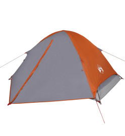 Tente de camping à dôme 4 personnes gris et orange imperméable