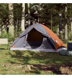 Tente de camping à dôme 4 personnes gris et orange imperméable