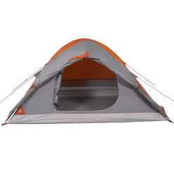 Tente de camping à dôme 4 personnes gris et orange imperméable