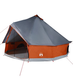 Tente familiale tipi 10 personnes gris et orange imperméable