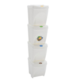 Poubelles à ordures empilables 4 pcs Blanc 100 L Polypropylène