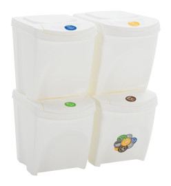 Poubelles à ordures empilables 4 pcs Blanc 100 L Polypropylène