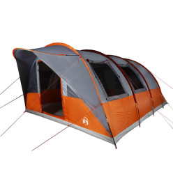 Tente de camping tunnel 7 personnes gris et orange imperméable