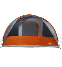 Tente de camping tunnel 7 personnes gris et orange imperméable