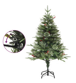 Sapin de Noël avec LED et pommes de pin Vert 150 cm PVC et PE