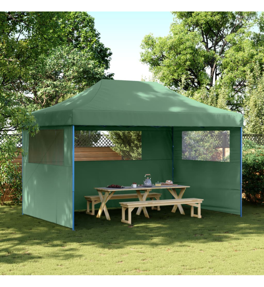 Tente de réception pliable escamotable 3 parois latérales vert Tente de réception pliable escamotable 3 parois latérales vert