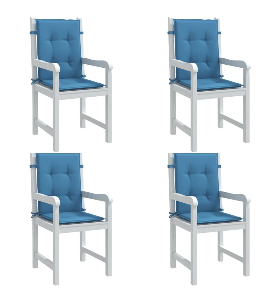 Coussins de chaise à dossier bas lot de 4 bleu mélangé tissu