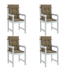 Coussins de chaise à dossier bas lot de 4 taupe mélangé tissu