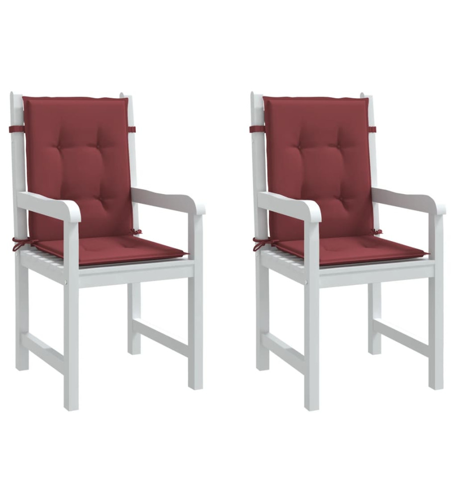 Coussins de chaise dossier bas lot de 2 rouge bordeaux mélangé Coussins de chaise dossier bas lot de 2 rouge bordeaux mélangé