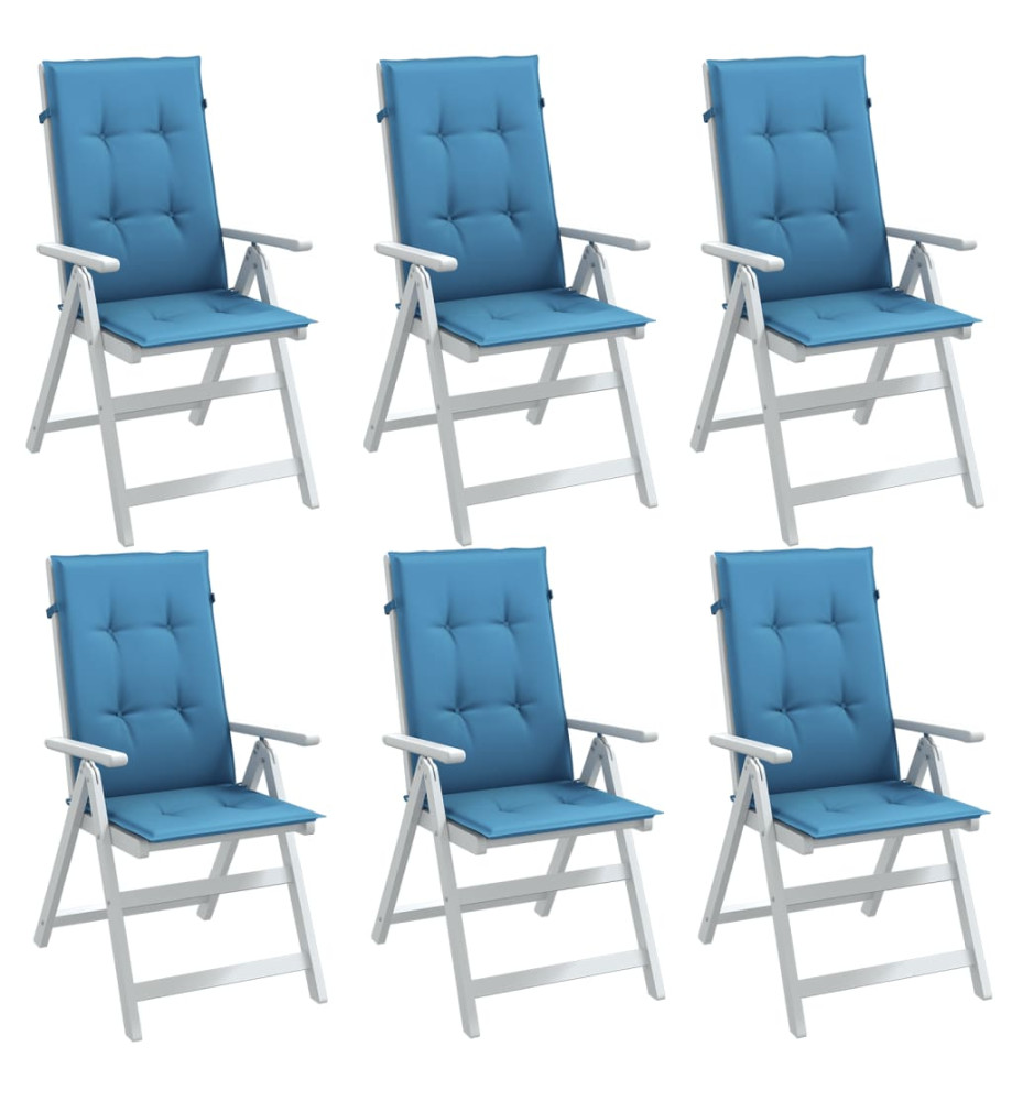 Coussins de chaise à dossier haut lot de 6 bleu mélangé tissu