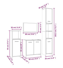 Ensemble de meubles de salle de bain 4 pcs Sonoma gris